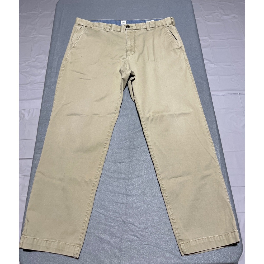 Gap Mens Straight Leg Chino Pants Khaki Tan Stretch Cotton Twill 38x30